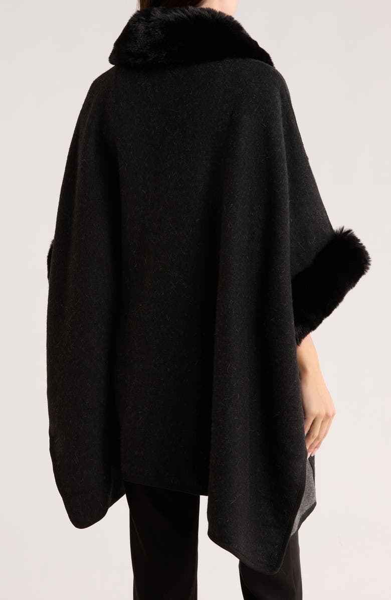 PATRIZIA LUCA Faux Fur Trim Cape, Alternate, color, Grey