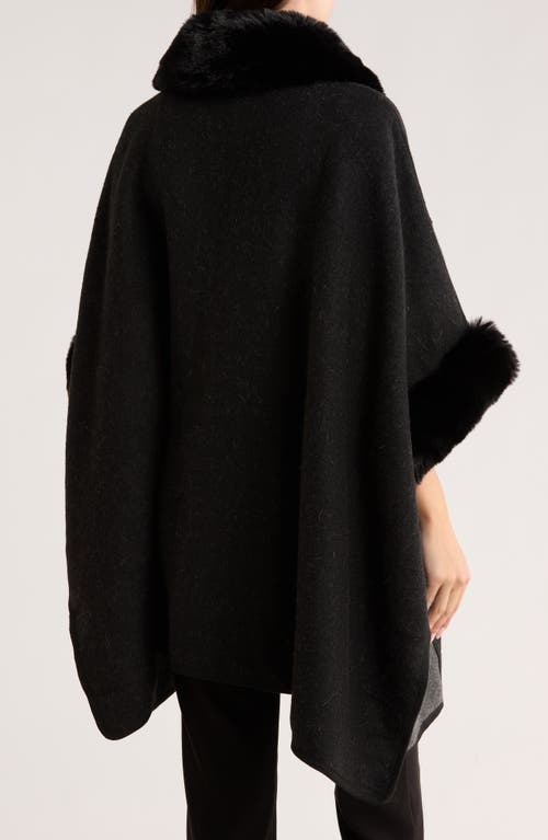 Patrizia Luca Faux Fur Trim Cape In Black
