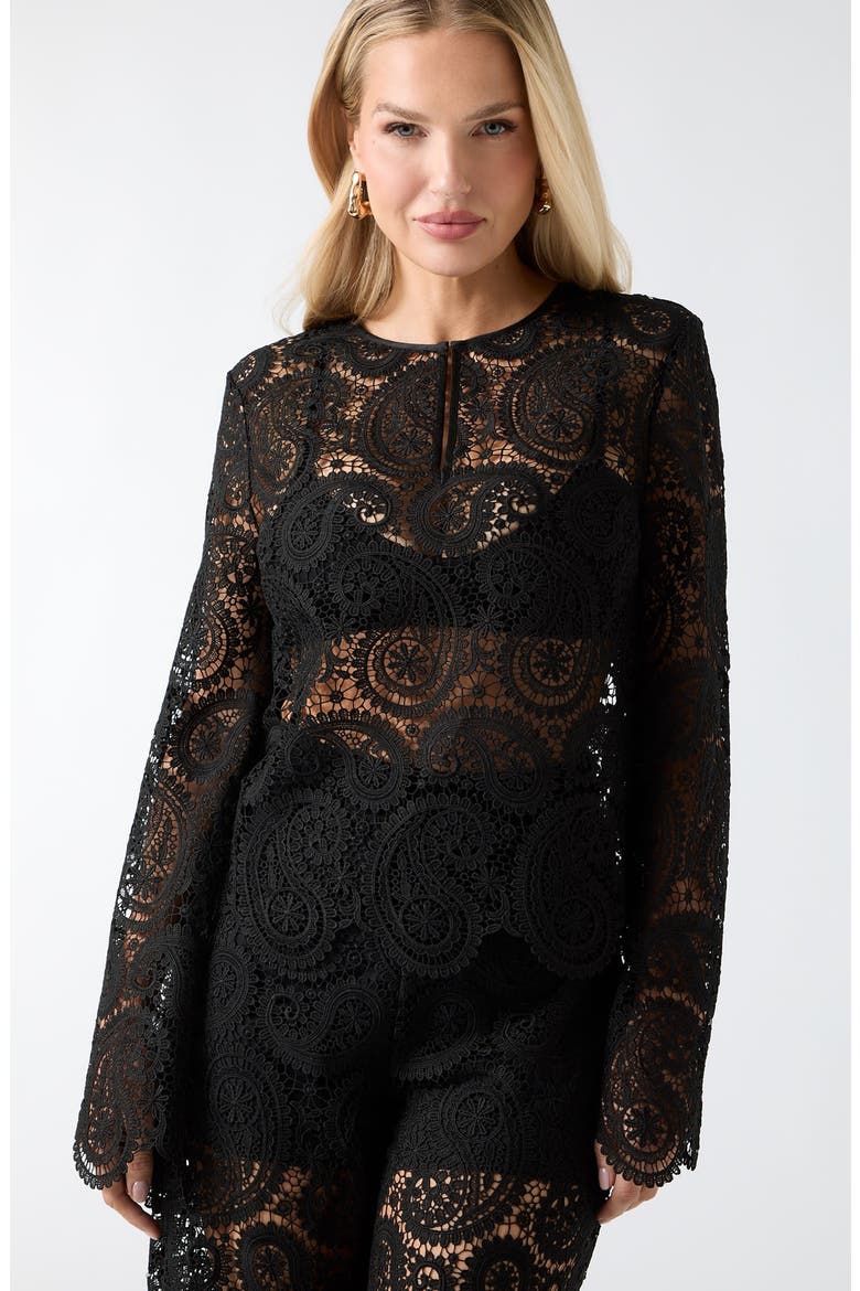 Grace Long Sleeve Lace Top, Alternate, color, BLACK-BLACK