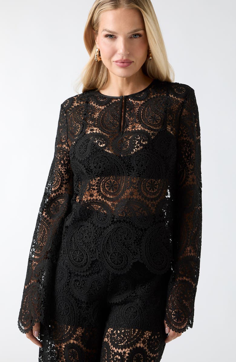 Marciano Grace Long Sleeve Lace Top, Alternate, color, 