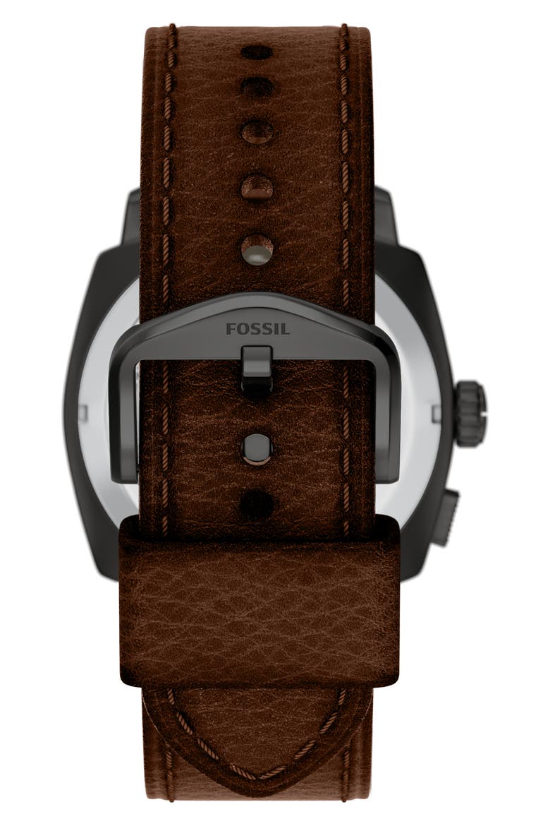 Machine Big Tic® Anadigi Leather Strap Watch, 41mm, Alternate, color, BROWN