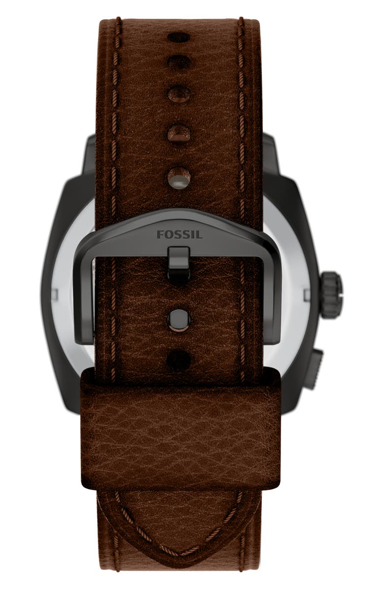 Fossil Machine Big Tic<sup>®</sup> Anadigi Leather Strap Watch, 41mm, Alternate, color, Brown