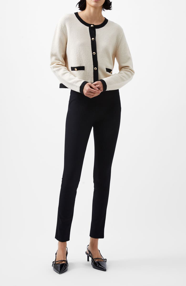 French Connection Vhari Contrast Trim Cardigan, Alternate, color, Clssic Cream Black