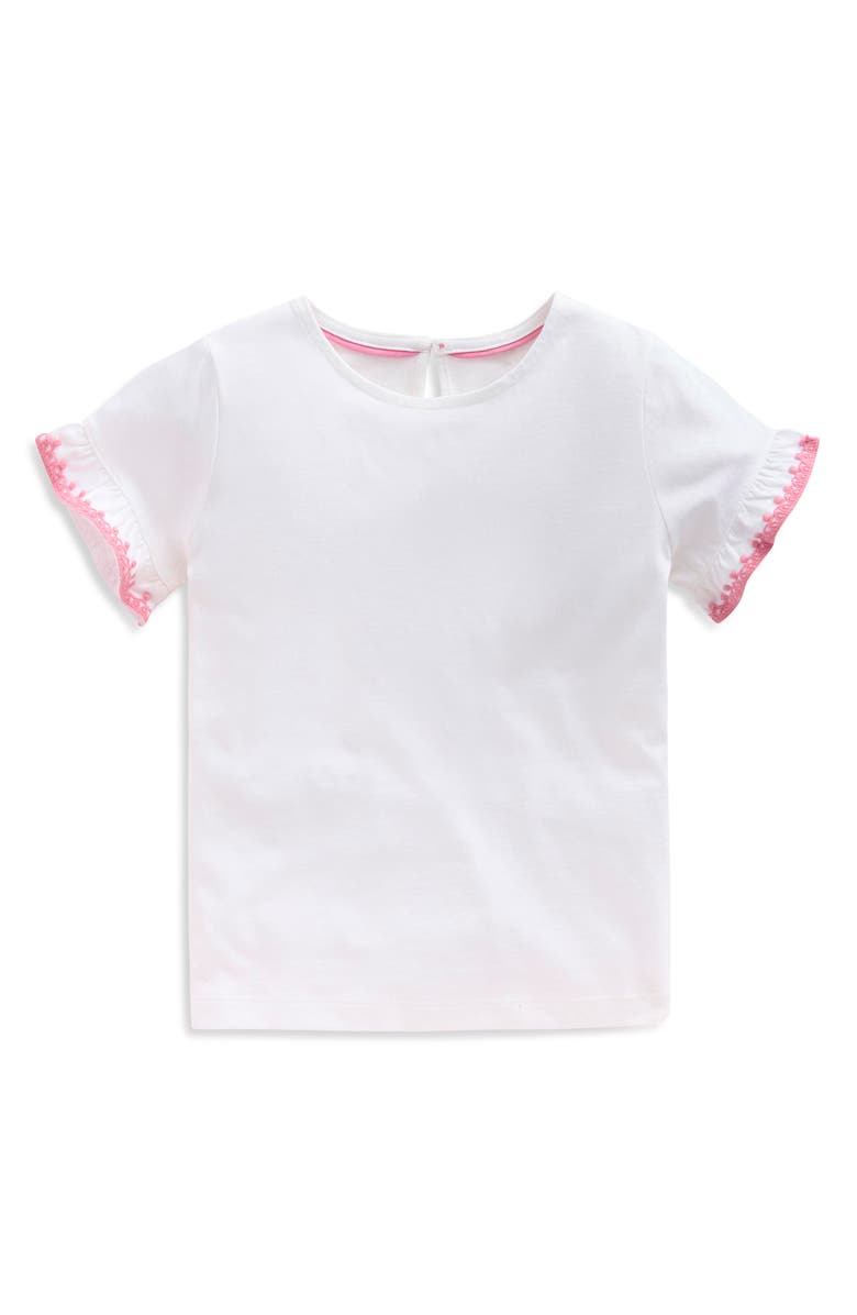 Mini Boden Kids' Flutter Sleeve Top, Main, color, Ivory