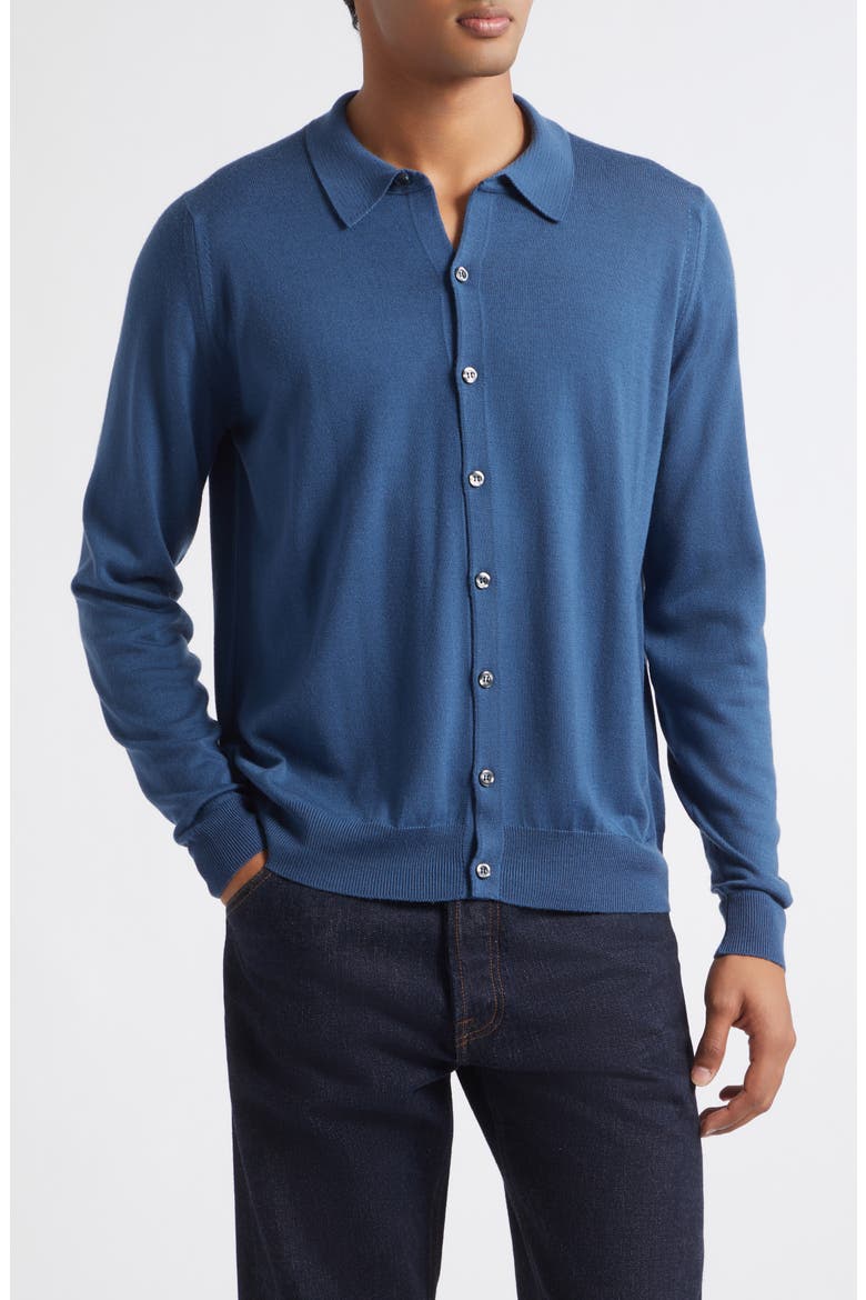 Tibor Sea Island Cotton Long Sleeve Polo, Main, color, TEAL FIRTH