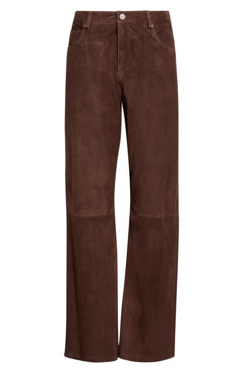 Wide Leg Suede Jeans