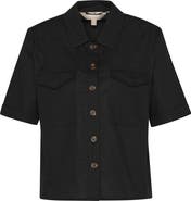 Barbour Luna Short Sleeve Cotton & Linen Button-Up Shirt
