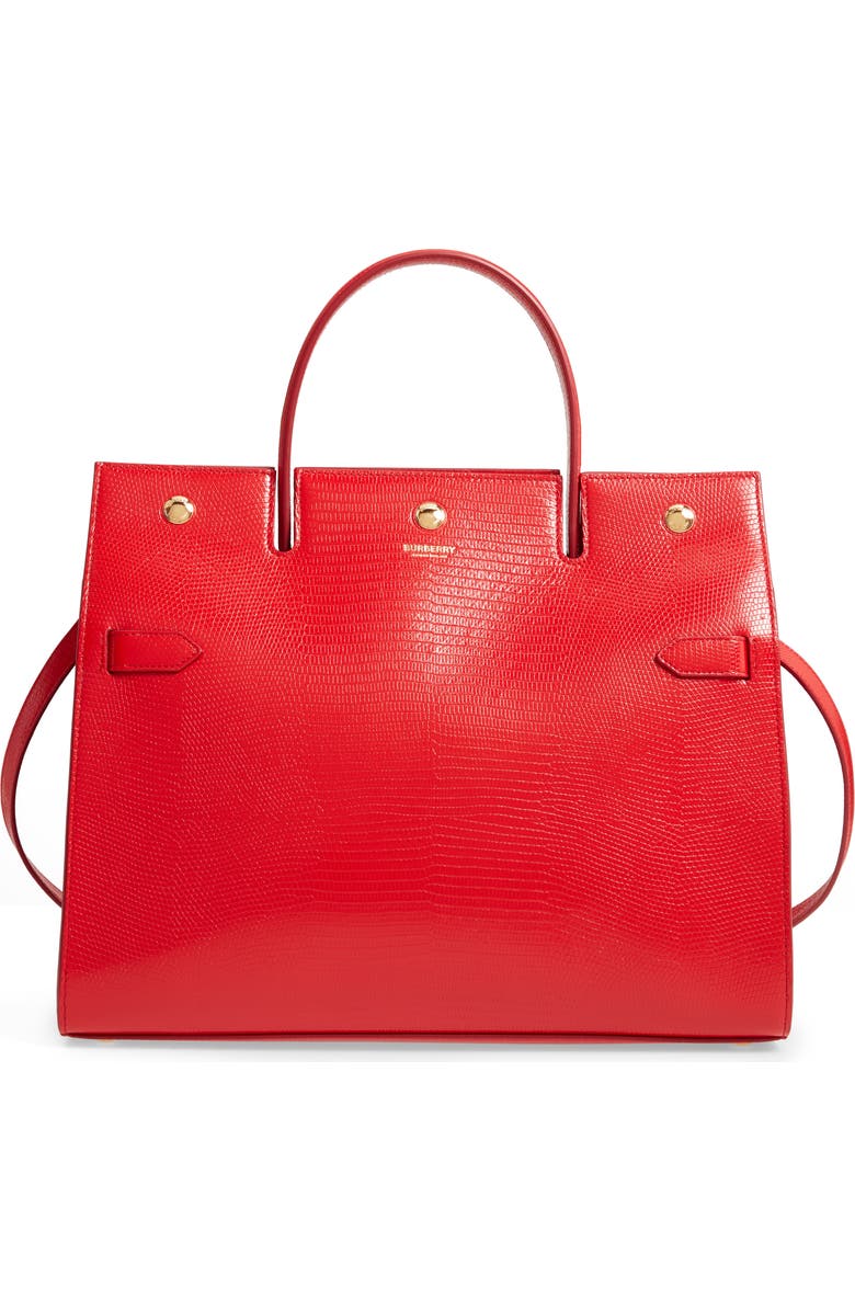 Burberry Medium Title Lizard Embossed Leather Bag, Main, color,
