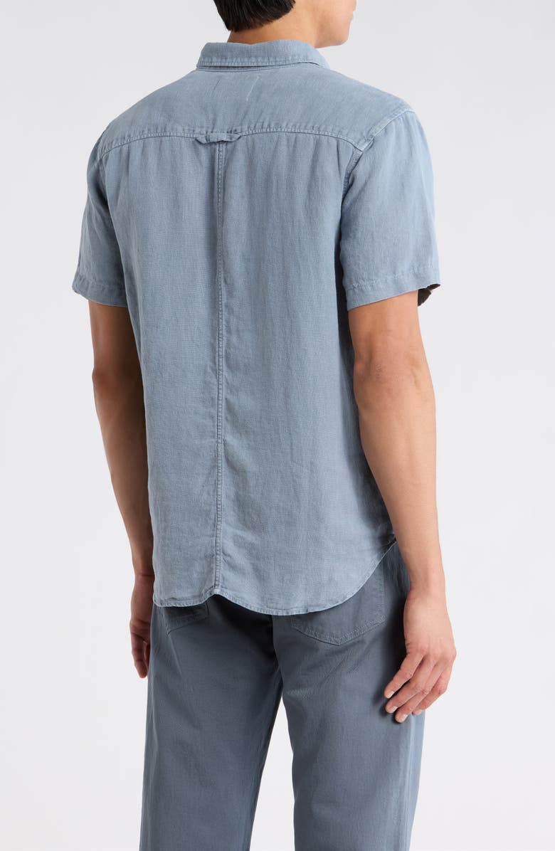 Citizens of Humanity Cairo Short Sleeve Linen Button-Up Shirt, Alternate, color, Stone Blue