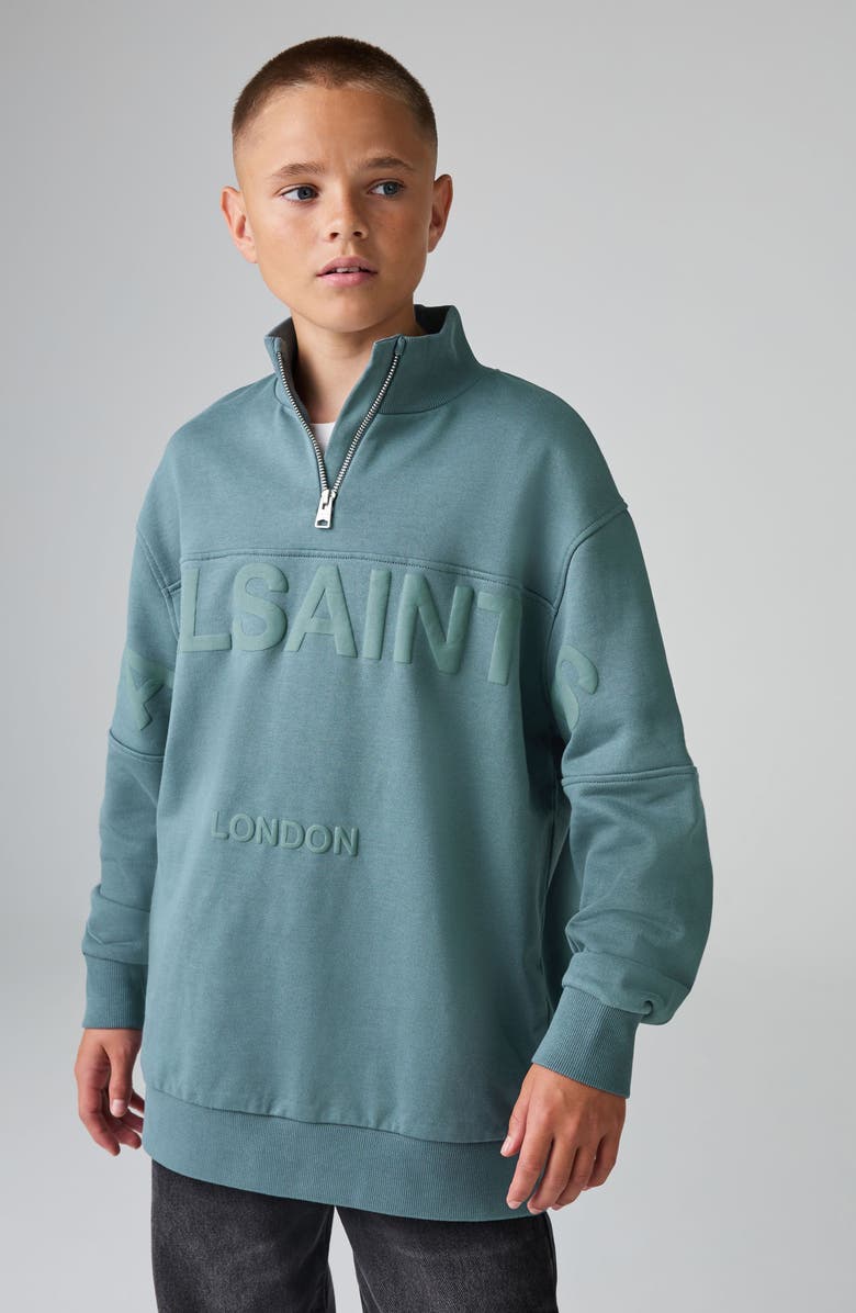 smALLSAINTS by ALLSAINTS Kids' Biggy Quarter Zip Sweatshirt, Alternate, color, Dusky Blue