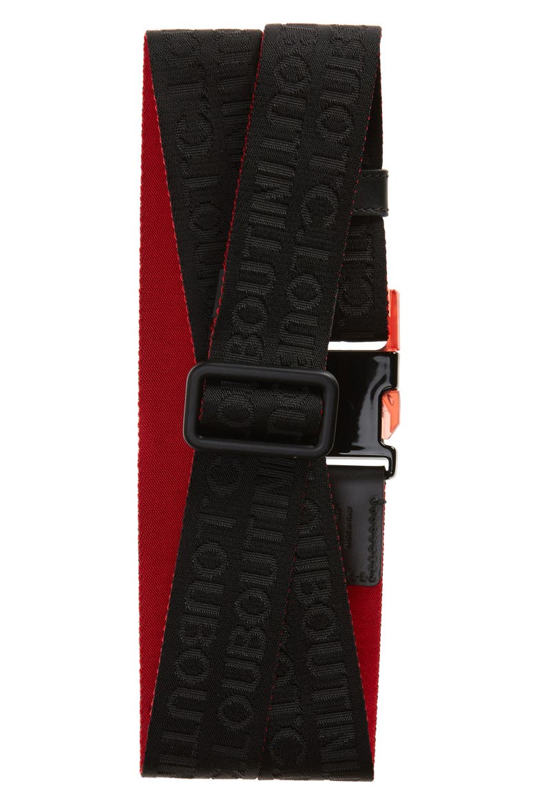 Loubiclic Nylon & Leather Belt, Alternate, color, BLACK