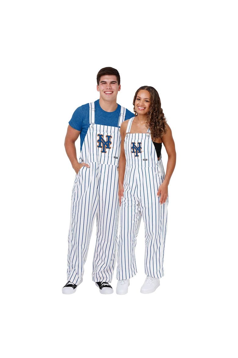 Men's FOCO  White New York Mets Pinstripe Bib Overalls, Alternate, color, White