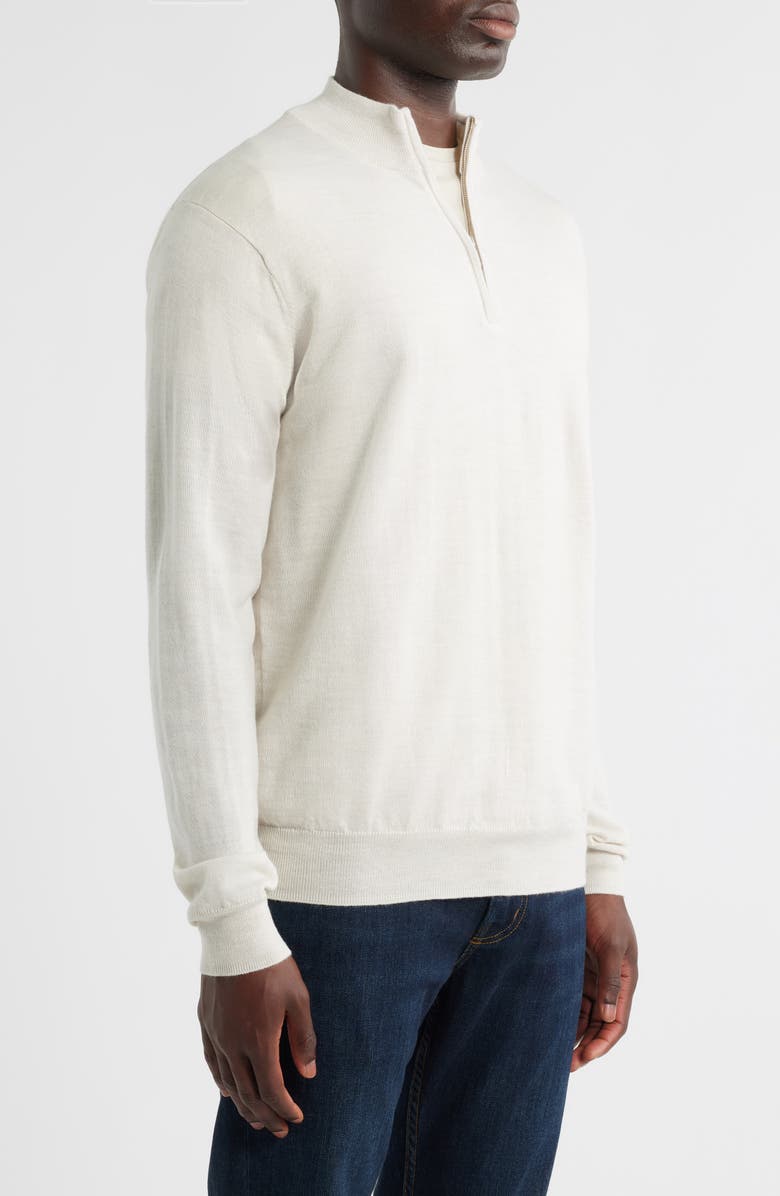 Peter Millar Autumn Crest Merino Wool Blend Quarter Zip Sweater, Alternate, color, Ivory