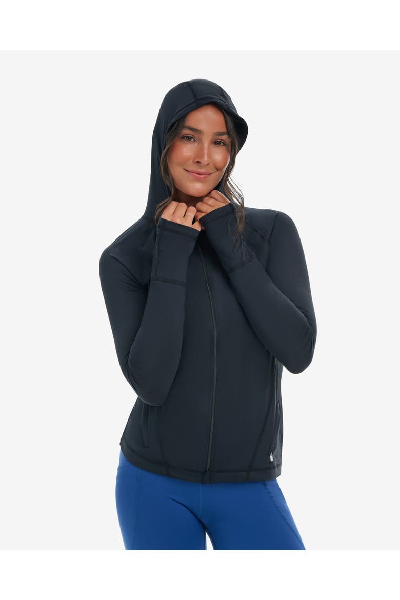 Women's Long Sleeve Full Zip Hoodie Jacket with Sun and UV Protection, Alternate, color, Black