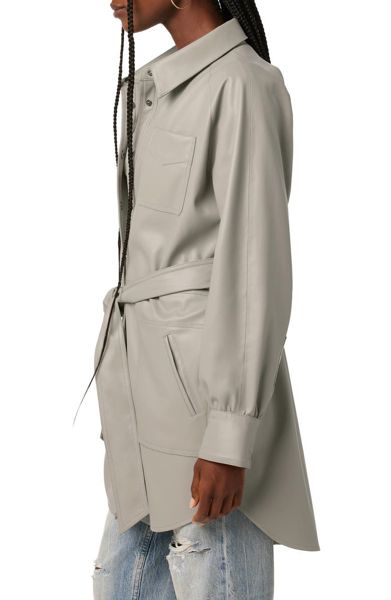 Hudson Jeans Long Sleeve Faux Leather Mini Shirtdress, Alternate, color,