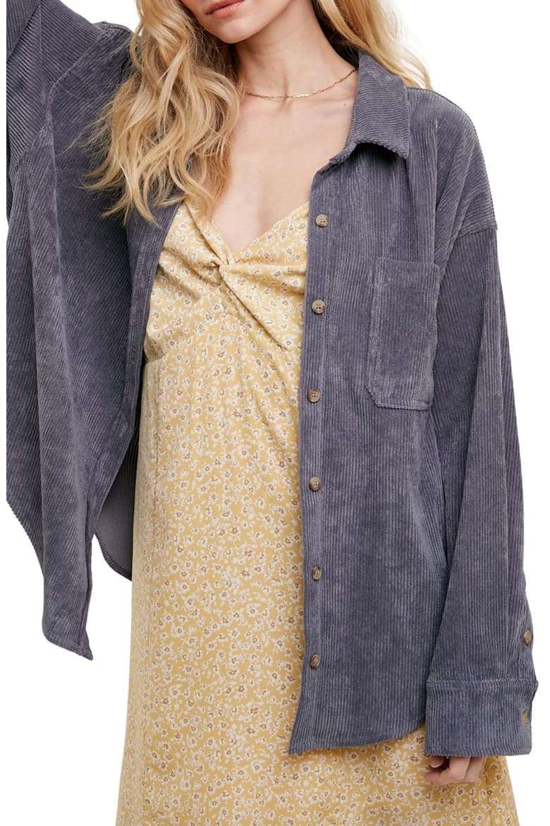 Oversize Corduroy Shacket, Main, color, MEDIUM GREY