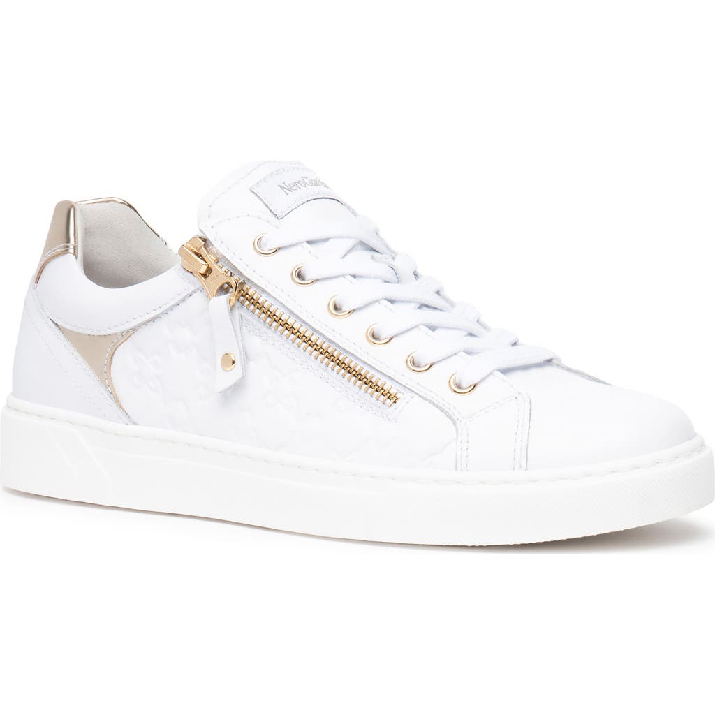 Nerogiardini Embossed-side Zip Low-top Sneakers In White