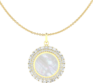 Everlee Mother-of-Pearl & Lab Diamond Emerald and Round Pendant Necklace in 14K
