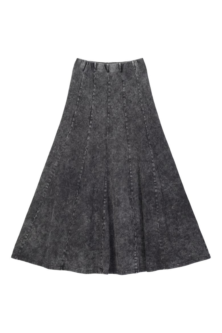 Mineral Wash Panel Covered Elastic Waistband Panel Construction Maxi Skirt, Main, color, Black Wash