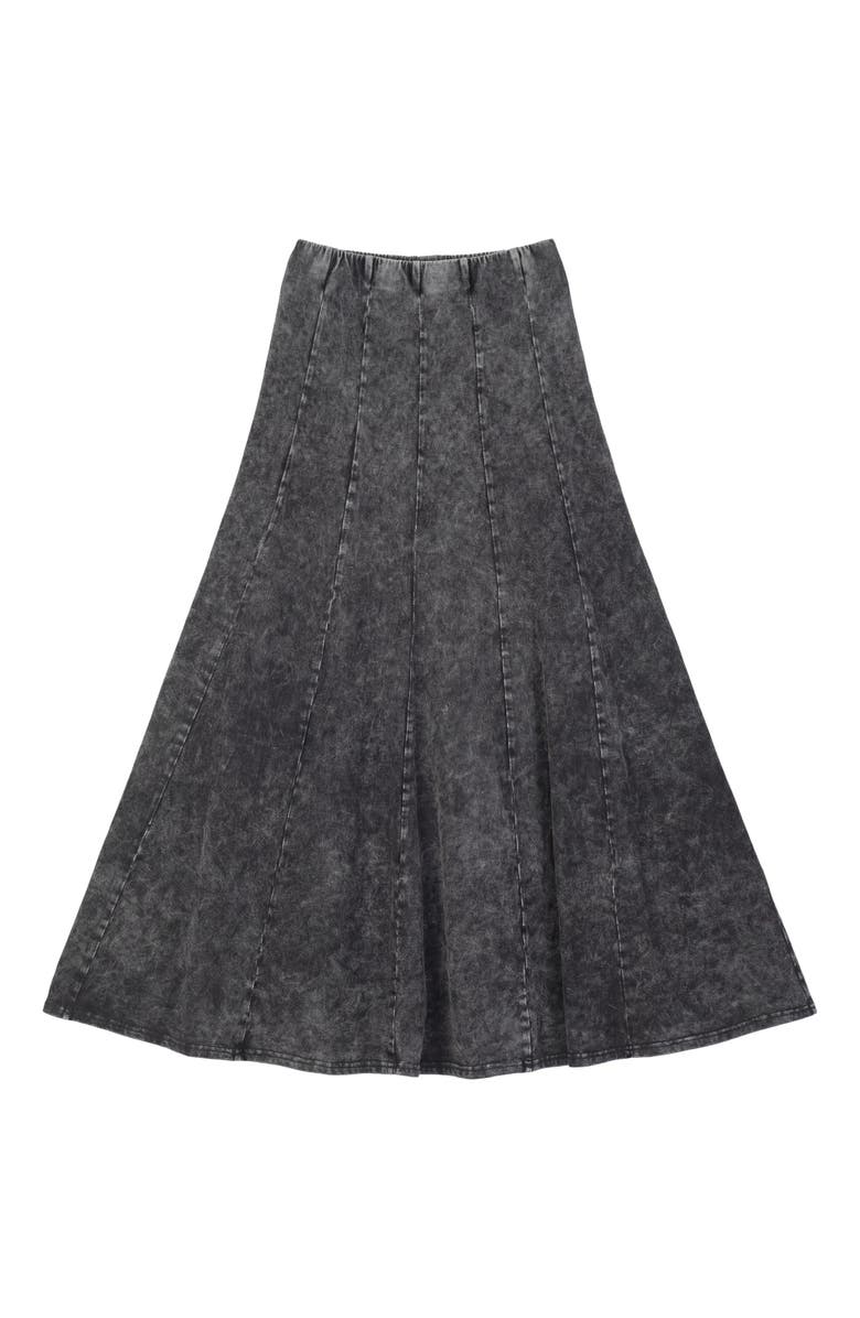 Spades Mineral Wash Panel Covered Elastic Waistband Panel Construction Maxi Skirt, Main, color, Black Wash