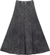 Spades Mineral Wash Panel Covered Elastic Waistband Panel Construction Maxi Skirt