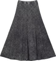Spades Mineral Wash Panel Covered Elastic Waistband Panel Construction Maxi Skirt