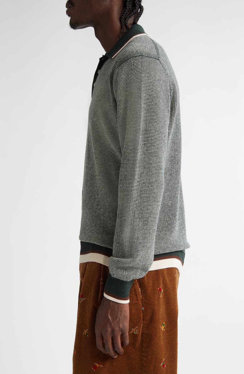 BEAMS Tipped Long Sleeve Wool & Cotton Polo Sweater, Alternate, color, 