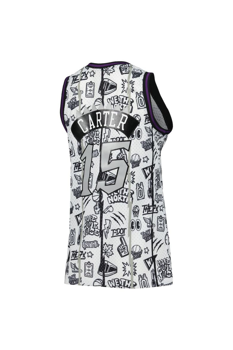 Women's Mitchell & Ness Vince Carter White Toronto Raptors 1998 Doodle Swingman Jersey, Alternate, color, White