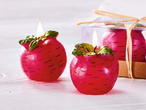 Tag Radish Candle Sculpted Novelty Red Paraffin Wax Spring Decor In Red