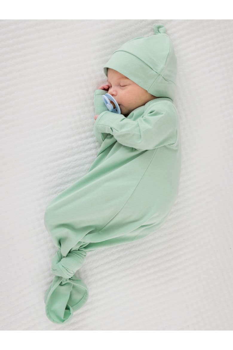 Modal Blend Knotted Sleep Gown & Hat Set, Alternate, color, Sage