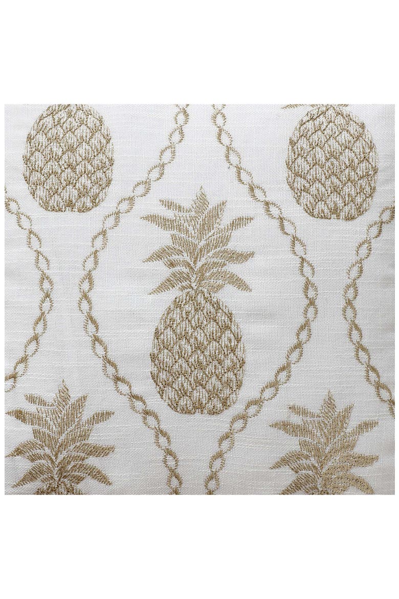 Golden Pineapple Embroidered Square Accent Pillow, Alternate, color, WHITE/ GOLD