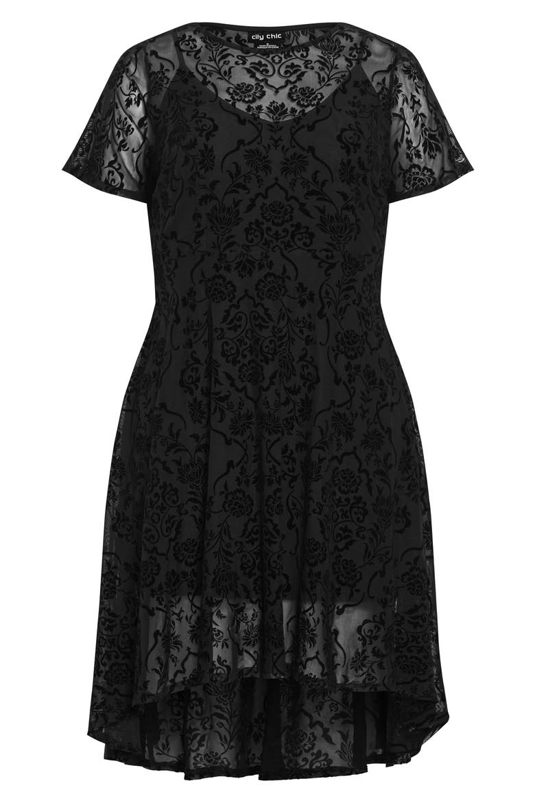 Sienna Velvet Burnout High-Low Dress, Alternate, color, BLACK