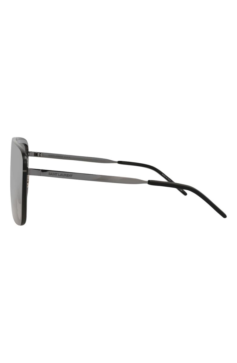 Saint Laurent 99mm Novelty Shield Sunglasses, Alternate, color, Ruthenium Ruthenium Grey
