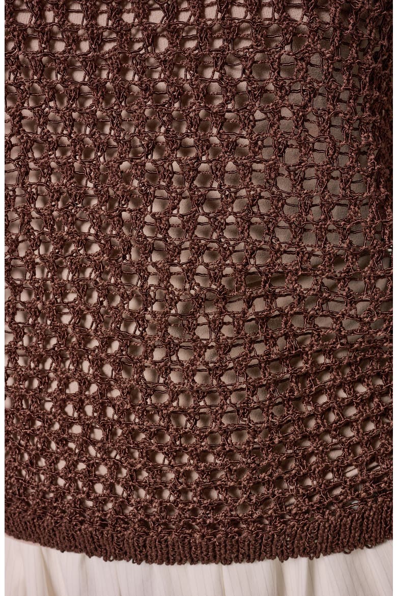 Open Knit Crewneck Sweater, Alternate, color, CANYON