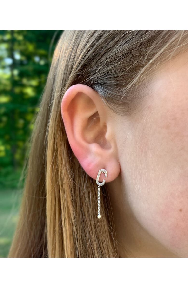 LuvMyJewelry Celia C Sterling Silver Diamond Drop Earring, Alternate, color, Silver