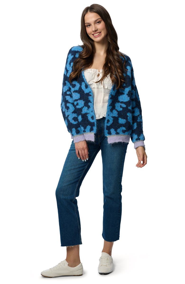 SAACHI Cheetah Cardigan, Alternate, color, Navy