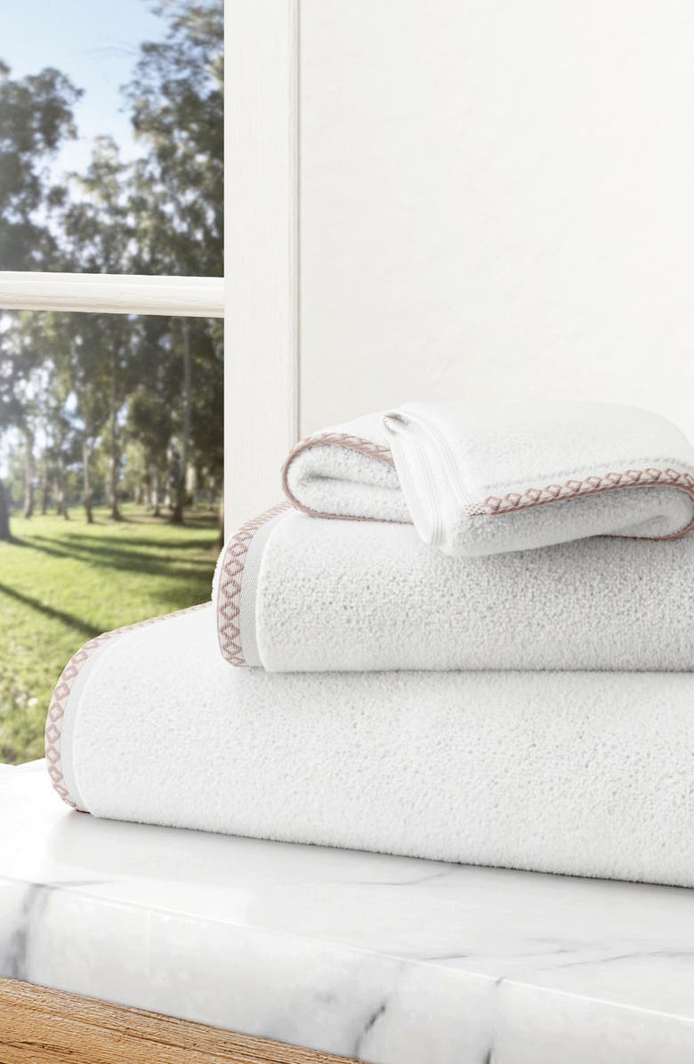 Woven & Weft Border Stitch 6-Piece Cotton Towel Set, Alternate, color, White / Mid Grey