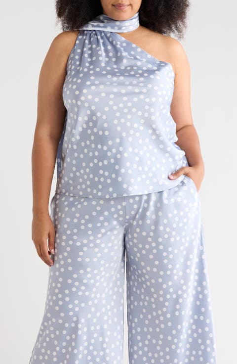 Scarf Neck One-Shoulder Top