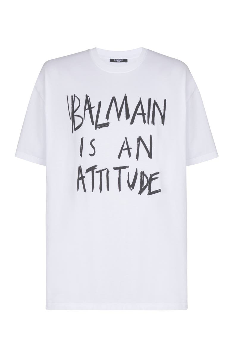 Balmain Coton Printed T-shirt, Alternate, color, White
