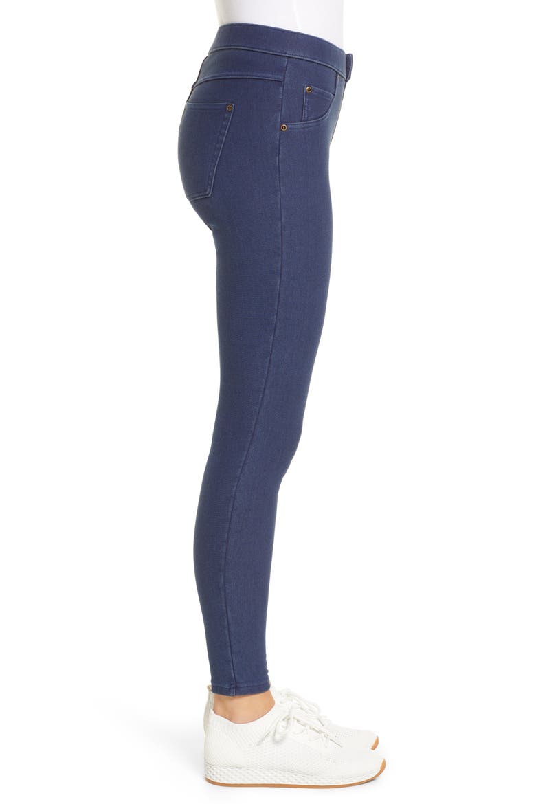Fleece Lined Denim Leggings, Alternate, color, MED WASH