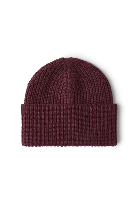 Cashmere rib knit beanie