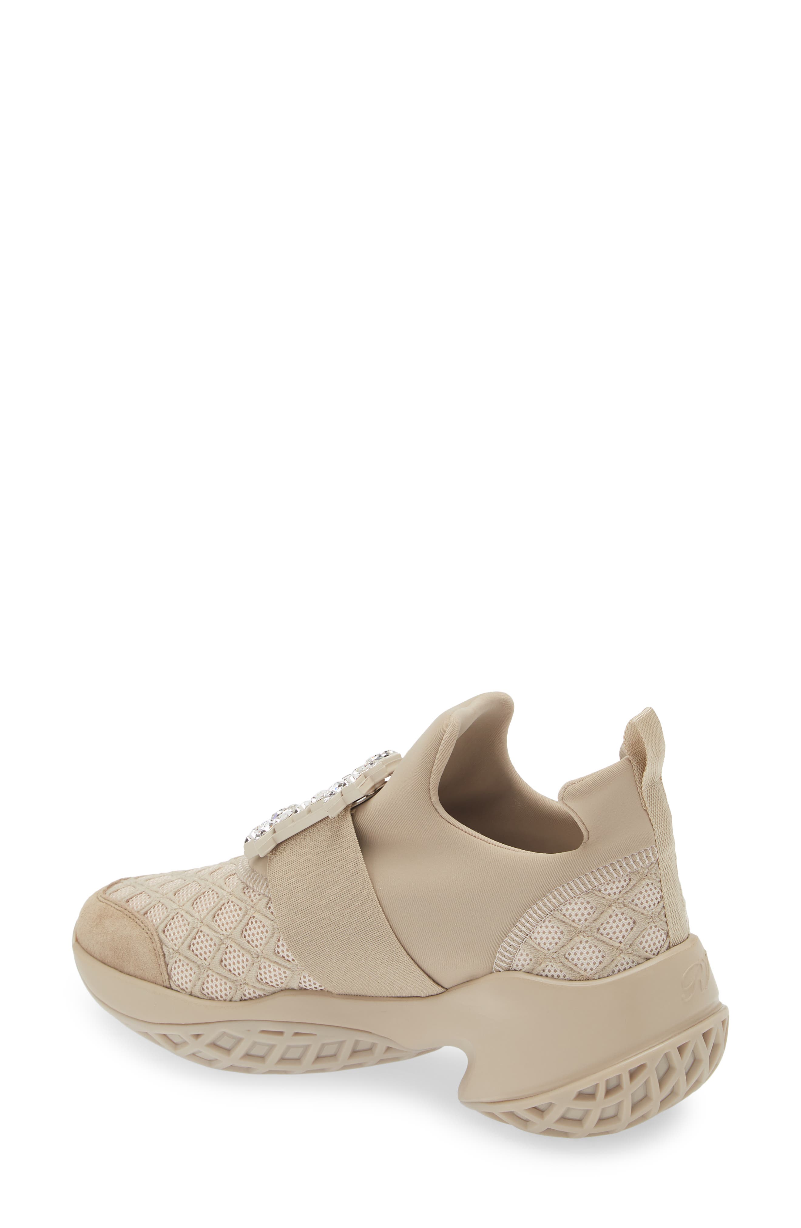 Roger Vivier Viv Run Strass Sneaker, Alternate, color, Natural Beige