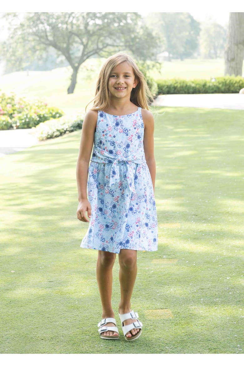 Floral Dress With Front Tie, Alternate, color, Blue / Multicolor