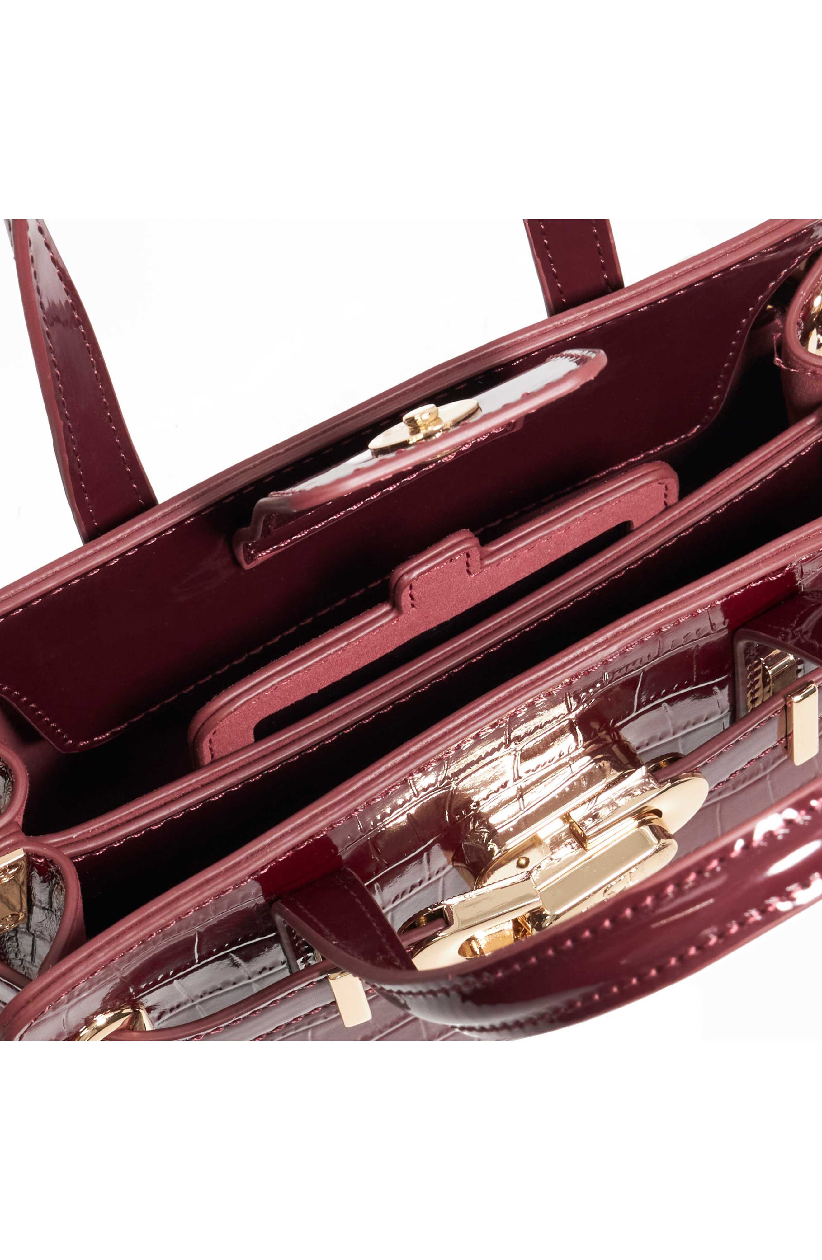 Dune London Dinkydefine Croc Embossed Tote, Alternate, color, Burgundy