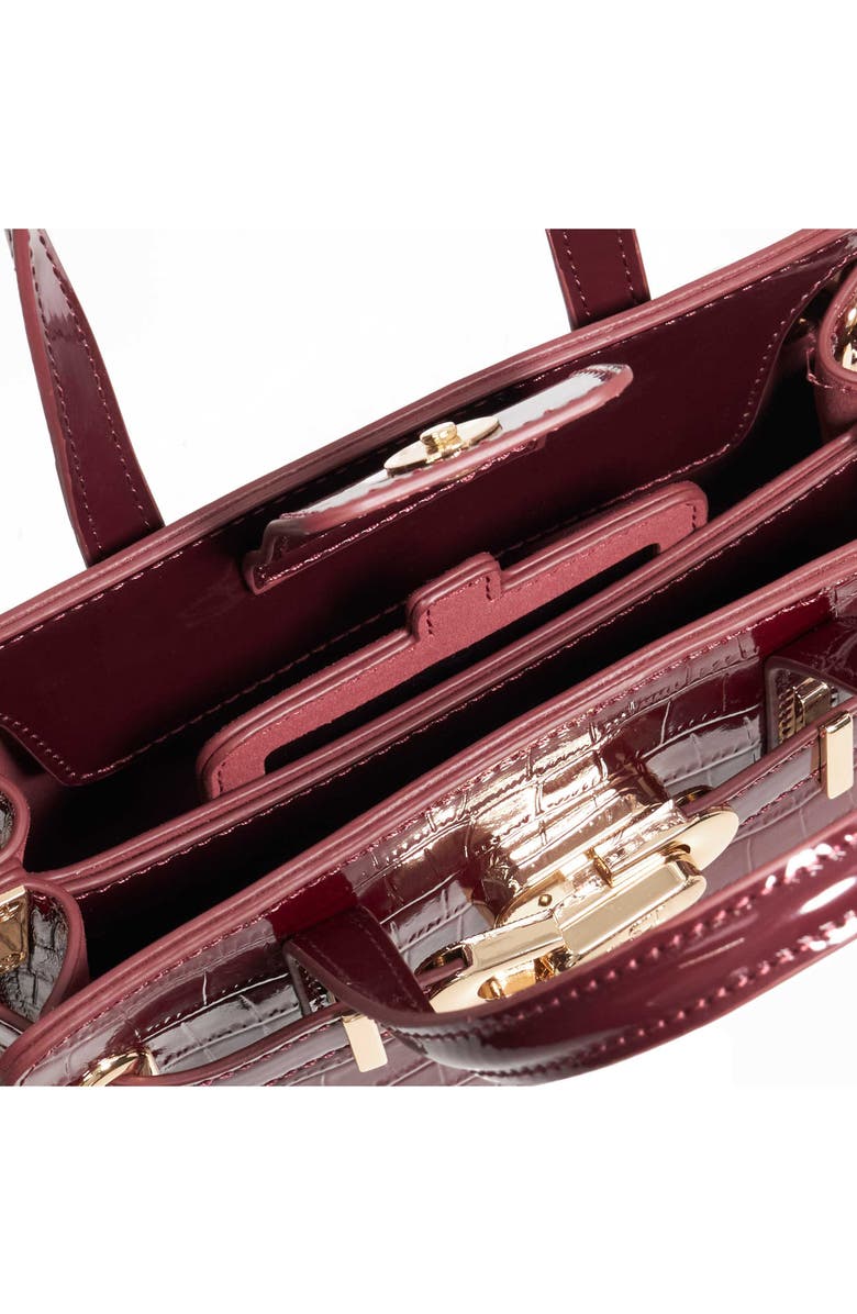 Dune London Dinkydefine Croc Embossed Tote, Alternate, color, Burgundy