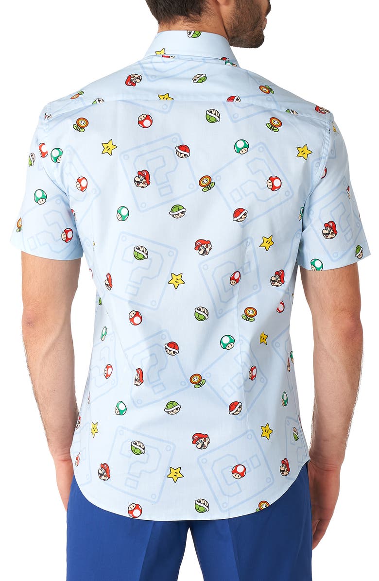 OppoSuits Super Mario<sup>™</sup> Stretch Short Sleeve Button-Up Shirt, Alternate, color, Blue