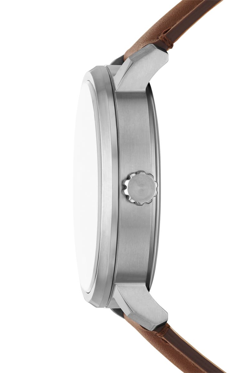 Fossil Rhett Leather Strap Watch, 42mm, Alternate, color,