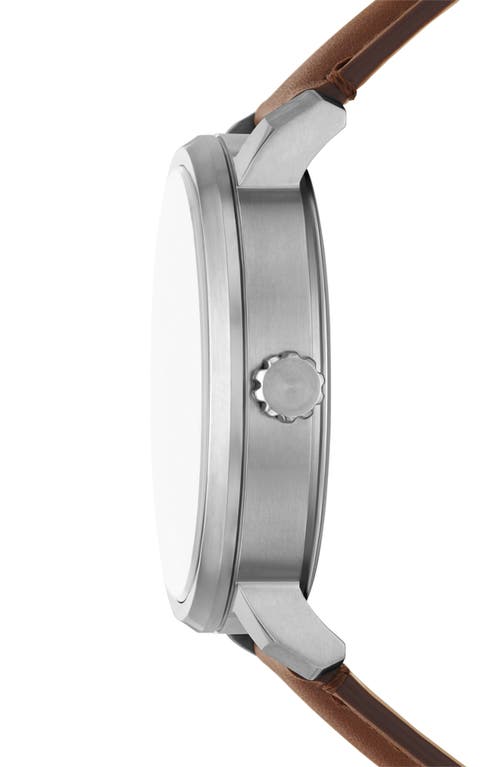 Fossil Rhett Leather Strap Watch, 42mm In Silver