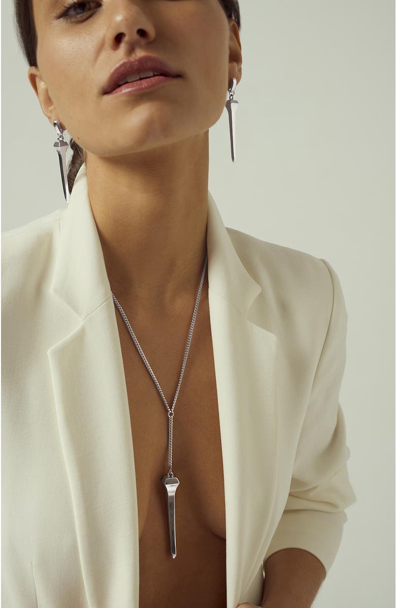 CXC Diamond Nail Necklace, Alternate, color, Silver