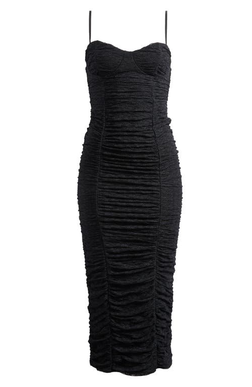 Afrm Tosca Ruched Lace Midi Dress
